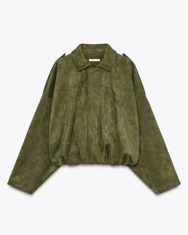 Lumiere | Faux Suede Bomber Jacket